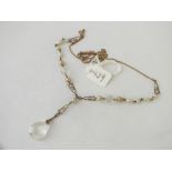 Attractive early 20th century pearl/crystal drop necklace/pendant, consisting of pearls & crystals