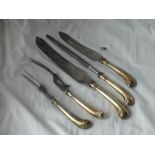 Five piece carving set with Sheffield steel blades & prongs by GH