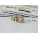 Pair of tourmaline gold earrings set in 18ct gold with certificate