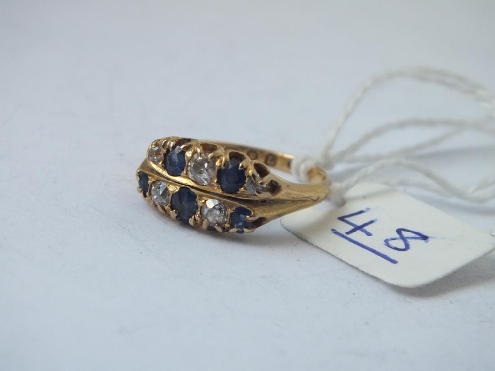 Victorian sapphire & old cut diamond ring set in 18ct gold - size O - Image 2 of 2