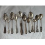 Bag of 9 various silver spoons - some Scottish & Irish - 185gms