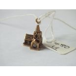 Unusual charm in the form of a church with secret picture set in 9ct