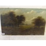 Victorian school - Sheep in landscape 12"x20" - unframed