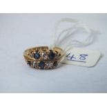 Victorian sapphire & old cut diamond ring set in 18ct gold - size O