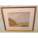 WATERCOLOUR (ARTIST UNKNOWN) OF A COUNTRYSIDE PLOUGHING SCENE