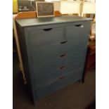BLUE PAINTED CHEST OF SIX DRAWERS