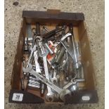 SMALL CARTON OF MIXED SPANNERS, SOCKETS & SOCKET SETS