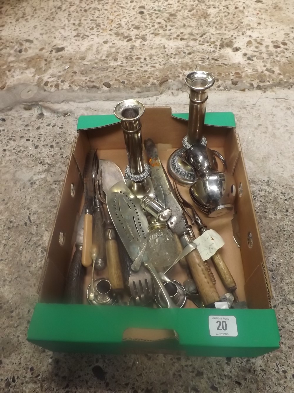 CARTON CONTAINING MIXED CUTLERY & CANDLE HOLDERS