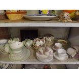 SHELF OF MISC PART TEA SETS INCL; COLCLOUGH, SPODE & OTHERS