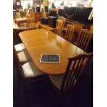 GOOD QUALITY MODERN EXTENDING DINING TABLE & TWO SETS OF FOUR CHAIRS