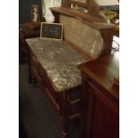 CARVED MAHOGANY WASH STAND WITH MARBLE TOP & BACK