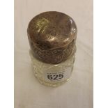 AN EDWARDIAN SILVER MOUNTED SALTS JAR - B'HAM 1905