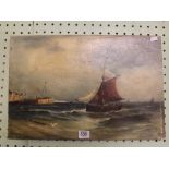 OIL PAINTING ON CANVAS OF SAILING VESSELS