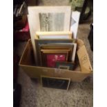 CARTON OF MISC GILT FRAMED PICTURES OF VARIOUS SUBJECTS & OLD PRINTS