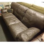 DARK BROWN THREE SEATER LEATHER SETTEE