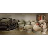 SHELF OF JAPANESE DINNER WARE, MUGS, CUPS ETC