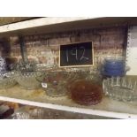 SHELF WITH VARIOUS GLASS DECORATIVE BOWLS