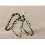 FOUR GREEN VINTAGE NECKLACES