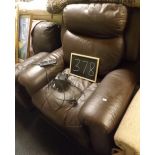 A DARK BROWN ELECTRIC ARMCHAIR