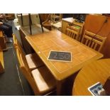 RECTANGULAR TILED TOP KITCHEN TABLE & FOUR CHAIRS