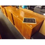 PAIR OF TEAK STYLE RECORD CABINETS WITH SLIDING DOORS (42'' X 18'' X 33'' TALL) A/F