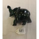 CARVED MALACHITE STONE ELEPHANT