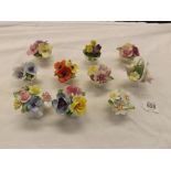 TEN AYNSLEY, COALPORT & ROYAL DOULTON BONE CHINA POSIES