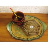 DECORATIVE TRAY WITH DECORATIVE BOWL & LADLE WITH TREEN JEWELLERY BOX