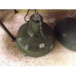 GREEN ENAMEL INDUSTRIAL LIGHTS DIA 14'' (NEEDS TESTING BY ELECTRICIAN)