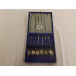 A BOXED SET OF 6 APASTLE COFFEE SPOONS - SHEFFIELD 1912