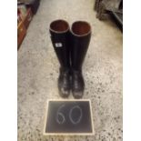 PAIR OF BLACK LEATHER RIDING BOOTS (SIZE UNKNOWN)