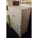 PAINTED OAK TALL BOY WITH CUPBOARD & THREE DRAWERS