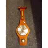 MODERN BANJO SHAPED BAROMETER & THERMOMETER