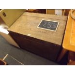 A FINE OLD PINE MILITARY CHEST WITH HANDLES (3ft X 2ft X 2ft 3 HEIGHT)