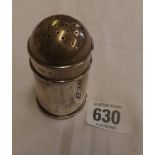 A VICTORIAN SILVER CYLINDRICAL PEPPER - B'HAM 1896