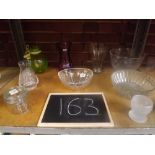 SHELF OF VARIOUS GLASS BOWLS