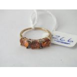 Topaz & diamond ring in 9ct - 1 small stone missing - size P - 2.1gms