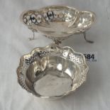 Oval shaped dish on four legs - B'ham 1924 - and another - 112g