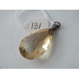 Large faceted citrine drop 1.5"