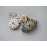 Two ladies OMEGA watch movements & a NEVADA ladies wrist watch