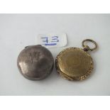 Circular silver box (A/F) & gilt locket