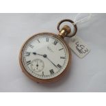 Rolled gold Waltham open face pocket watch