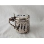 Circular pierced mustard pot with BGL - B'ham 1899