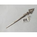 Dutch letter opener surmounted with a yacht 6.5" long