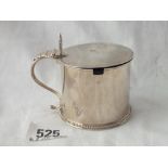 Victorian drum mustard pot with pierced thumbpiece - 1852 by HL - 120g excl bgl