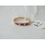 Ruby & diamond half eternity ring - size M - 1.7gms