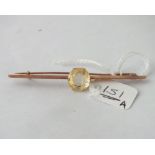 Large citrine bar brooch set in 9ct