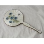 Hand mirror enamelled with blue flowers - B'ham by HCD