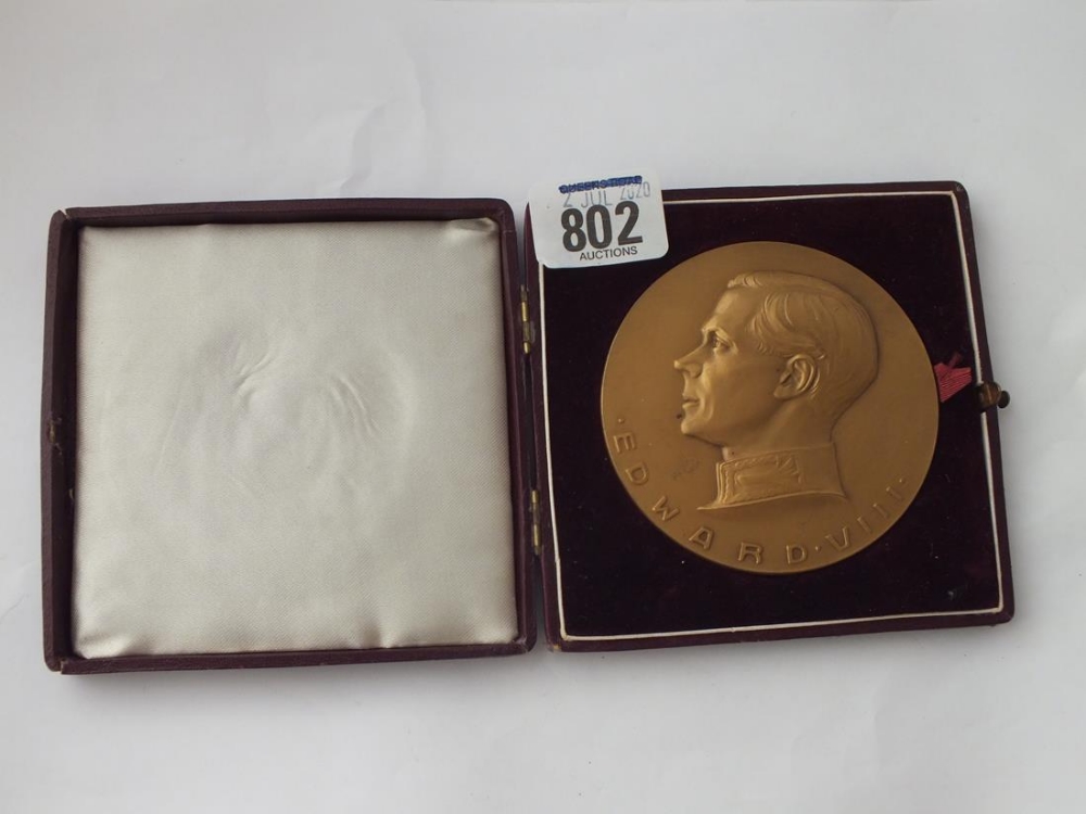 Large Edward VIII brass medal 1937 - 80mm boxed