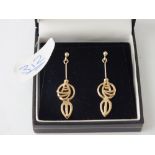 9ct Rennie Mackintosh drop earrings - boxed